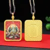 Thangka Unilateral Pintado a Mano Colgante Nuevo Tara Verde Caja Gawu Rectangular Dragón Wuye Fabricante Stock Listo Mayoreo