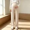 Pantalones de Pierna Ancha de Maternidad con Patrón de Espiga de Trigo Ropa de Abrigo Otoño e Invierno Soporte Abdominal Pantalones de Pierna Recta Tallas Grandes Pantalones Casuales de Maternidad con Forro Polar Pantalones Versátiles de Maternidad