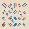 Día de la Independencia Patrón de Bandera de Estrellas y Rayas Uñas Portátiles 24 Piezas Moda Europea y Americana Uñas Postizas