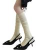 Estilo Miu Show Primavera y Otoño Combinación de Colores Amplia Medias Altas Contraste Estilo Ins Calcetines para Pantorrilla para Mujer