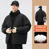 Jaqueta de Algodão Masculina Inverno Engrossada Quente à Prova de Vento Solta Gola Alta Roupa Exterior Masculina Tendência Casual Roupas de Algodão para Meninos