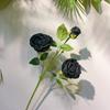 Simulación oscura de ciervo negro, rosa negra, accesorios de tiro, decoración de flores falsas para bodas, paisajismo, floricultura, decoración suave para el hogar