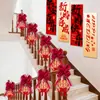 Set de Decoración de Habitación de Boda para Casa de Campo Autoconstruida, Pared de Fondo de Escaleras con Caracteres de "Doble Felicidad", Guirnalda Decorativa para Pasamanos de Tablero Kt