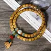Cuentas de Barril de Sándalo Verde DIY Pulsera de Doble Círculo Cuentas de Rosario Accesorios de Loto Joyería para Hombre y Mujer Regalos