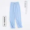 Pantalones de pijama de gasa para parejas Primavera Verano Otoño Hombres y Mujeres Delgados Parejas Hilo de Algodón Pantalones Suaves Pantalones de Casa de Gasa Sueltos