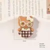 Gatito Creativo con Gafas Accesorios de Resina a Cuadros Dibujo Animado Hecho a Mano Joyería DIY Pasador para el Cabello de Niños Agujero para Zapatos Material