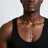 Anillo de Plata Vintage Transfronterizo Collar de Suéter con Cruz, Accesorio Versátil de Moda Callejera Hip-Hop para Hombres y Mujeres, Adecuado para Estudiantes y Parejas