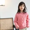 Suéter de tricô infantil gola redonda 100% lã pura, espesso, trança, para crianças de porte médio e grande, base de cashmere, suéter para meninos e meninas