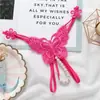 Panty Erótico Siyue [Perla en la Concha de la Danza de las Mariposas] Bordado de Encaje Abertura Inferior Tanga de Tiro Bajo con Masajeador de Perlas