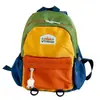 Mochila infantil color block, bolsa escolar fofa para jardim de infância, mochila estudantil leve casual color block dopamina para meninos e meninas