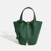 Bolso de Mano para Mujer Piel de Vaca de Primera Capa Cesta de Verduras 2025 Popular Bolso Cubo Pequeño Bolso de Mano Bolso de Mano de Gran Capacidad