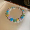 Aretes Ovalados y Pulsera de Circonita Dopamina, Exquisito y Elegante Juego de Joyería Estilo Dulce, Lujo Ligero y Accesorios de Alta Gama
