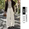 Calças de Lã Wide Leg Femininas 2026 Outono/Inverno Novo Estilo Branco Cintura Alta Fluido Petite Espessado Arroz Glutinoso Perna Curva Calças