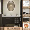 Conjunto de gabinete de banheiro vintage preto estilo francês com lavatório integrado e louças sanitárias cerâmicas