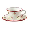 Juego de Taza y Platillo de Café con Rosa en Relieve, Taza Pequeña de Cerámica Fresca, Taza para el Té de la Tarde, Corazón Femenino, Exquisito Juego de Taza y Platillo de Cerámica