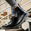 Botas Martin de cano alto simples e versáteis de cor sólida para homens, botas de trabalho de alta qualidade da moda para homens, atacado de sapatos masculinos