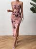 2026 Primavera/Verano Transfronterizo Europeo y Americano Comercio Exterior Sexy Espalda Descubierta Fruncido Ajustado Sin Tirantes de Atar Vestido Estampado Ropa para Mujer