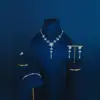 Nuevo Vestido de Noche Sexy Europeo y Americano, Collar Sencillo y Versátil de Cadena para Clavícula, Aretes de Collar de Flor con Pedrería de Circonita