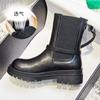 Botas para Mulheres Inverno 2025 Novo Estilo Couro Genuíno Botas Chaminé Cano Médio Botas Curtas para Mulheres Chelsea Forradas com Lã Botas Estilo Britânico