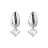 Brincos de Prata 925 Esterlina com Zircônia em Gota Brilhante para Mulheres Estilo K Simples Design de Nicho Luxo Acessível Brincos Exquisitos 064A