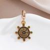Pulseira Colar Pingente Timão de Navio Antigo Dourado Vintage Pingente Colar Joias Estilo Mediterrâneo Adorno de Cordão Acessórios Transfronteiriço