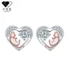 Pendientes de Plata de Ley S925 con Diseño de Gato y Corazón Lindos, Transfronterizos Europeos y Americanos para Mujer, Pendientes de Moda de Nicho de Gama Alta con Incrustaciones de Circonita