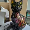 Figura de Gato de Resina Modelo Nuevo Transfronteriza Luz Nocturna LED Estatua de Animal Artística Decoración Creativa para Escritorio del Hogar