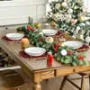 Amazon transfronteiriço novidade quente jogo americano de Natal redondo xadrez preto e vermelho decorativo mesa de cozinha retrô Ação de Graças
