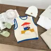 Colete de Tricô Super Fofo Estilo Coreano para Menino, para Primavera e Outono, Colete Outerwear Infantil de Desenho Animado Fofo, Roupa de Primavera para Bebê