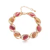 Pulsera de Piedra Ojo de Gato para Mujer, Joyería en Oro Rosa, Pulsera de Oro de 18K, Suministro Directo del Fabricante Original, Estilo Geométrico