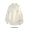 Sudadera con solapa de jacquard texturizado para hombre, capa base pesada estilo americano para primavera, top tipo polo casual holgado