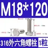 Tornillo Hexagonal Exterior de Acero Inoxidable 316 Perno Hexagonal Exterior M3M4M5M6M8M10M12M14M16M18M20M24