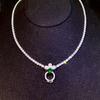 Collar universal de circonita artificial chapado en platino de 18 quilates, joyería de alta gama, colgante de turmalina, jade esmeralda, hebilla, cadena universal, venta al por mayor