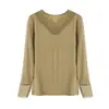 [Feito sob medida] Camisola de renda com decote em V e acabamento em renda + mangas longas de renda, top justo