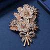 Novo broche de flor de diamante completo da indústria pesada, moda vintage, broche de flor de begônia, casaco, acessórios de uso duplo, presente