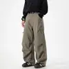 Calça casual plissada retro americana para homens, nova coleção de outono, com zíper, design moderno, corte solto, perna reta, perna larga e estilo workwear