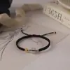 Pulsera de Marca de Letras DIY Hebilla Ping An Feliz Ping An Pulsera de Pareja Cuerda de Mano Ajustable Tejida Terminada para Mejores Amigos