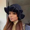 Gorro de Lana Tejido a Mano para Invierno y Otoño, Gorro Grueso a Prueba de Viento con Diseño de Olas, Gorro de Punto Simple Versátil de Color Sólido