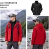 Chaqueta 3 en 1 estilo Luotuo para hombre y mujer, cintura ajustable, corte ajustado, resistente al viento para exteriores, impermeable, cálida, ropa para viajes y montañismo