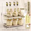 Juego de Frascos para Condimentos de Lujo Ligero, Caja de Almacenamiento de Botellas de Condimentos para el Hogar, Frasco de Cerámica para Aceite de Cocina, Frasco para Sal, Frasco para Chile