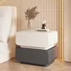 Mesita de noche tipo crema, piel, simple y moderna, mesita de noche para dormitorio pequeño, gabinete de almacenamiento minimalista, no requiere instalación, todo en uno