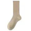 Calcetines de Algodón Puro para Mujer en Otoño e Invierno, Calcetines Gruesos Calientes de Media Pantorrilla, Absorbentes de Humedad, Desodorantes, Medias de Color Puro, Calcetines Zhuji