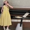 Verano Nuevo Vestido sin mangas para niñas Ropa para niños Estilo occidental para niños Niña Elegante Chaleco Falda de tela de algodón Cómodo Moda