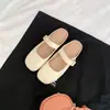 Verano Perezoso~ Mocasines Planos de Cuero Suaves y Lindos con Correa Ancha y Punta Redonda para Mujer