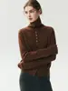 Diseño reversible~ Cárdigan de punto de cachemira suave súper elegante para mujer, cuello alto, corte holgado, chaqueta suéter cálida