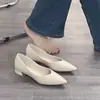Sapatilhas de bico fino rasas para mulheres 2026 novo estilo de verão para usar com saias sapatos versáteis de celebridade da internet sapatos de casamento temperamento francês sapatos de dama de honra