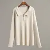 Suéter de Punto Versátil Simple Casual con Cuello Polo, Jersey de Punto, Estilo Europeo y Americano Transfronterizo, Novedad Tendencia Otoño e Invierno 2025