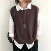 Colete Tricotado 2026 para Mulheres, Cor Sólida de Primavera Solto Gola Redonda Versátil Pulôver Colete Curto Roupa Exterior