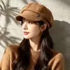 Boina versátil vintage que faz o rosto parecer menor, chapéu octogonal estilo newsboy japonês para mulheres, primavera, outono, inverno, para cabeça grande, estilo britânico