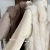 Importado de España Chaqueta integrada de pelo de tres colores King Toca con forro de pelo chaleco desmontable degradado de arroz talla única para todos